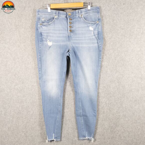 Torrid Bombshell Skinny Jeans Blue Cotton Blend Button Fly Women's Plus Size 14R - Picture 2 of 13